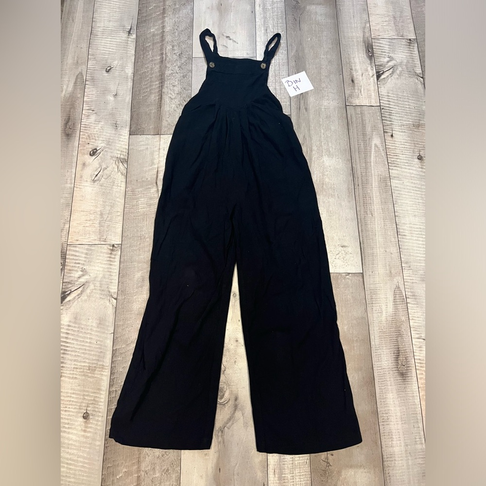 Black linen overalls